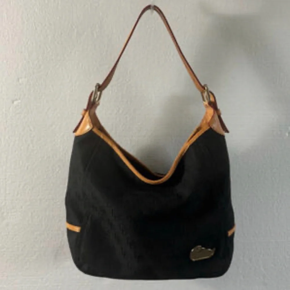 Dooney & Bourke black and tan monogram Handbag hobo